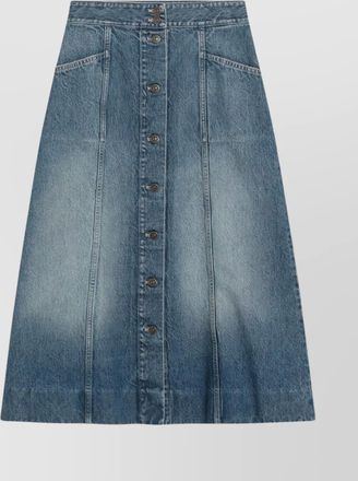Valentino denim washed midi a-line skirt
