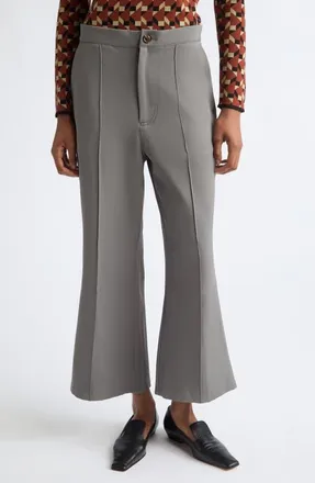 Zankov Pintuck Crop Flare Pants in Grey at Nordstrom, Size X-Small