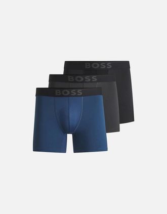 HUGO BOSS Mens BOSS 3-Pack Active Boxer Briefs, Black/Blue/Grey - Navy - Size: 32/33/32