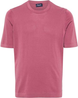 Drumohr fine-ribbed cotton T-shirt - men - Cotton - 46 - Pink