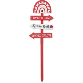 Glitzhome 41.75H Valentines Wooden Rainbow Word Sign Yard Stake in Red at Nordstrom, Size Medium