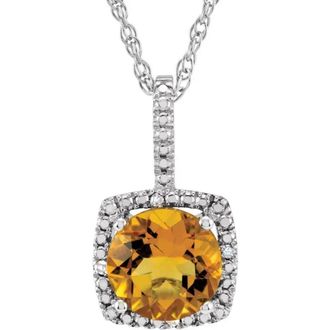 Allurez Lab Grown & Natural Diamond Pendant Necklace in Sterling Silver in Citrine at Nordstrom, Size 18