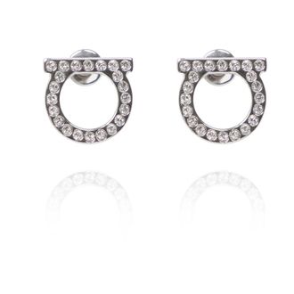 Ferragamo Gancini Kristallen Oorbellen - Dames - Oorbellen - Grijs - ONE Size - Accessoires