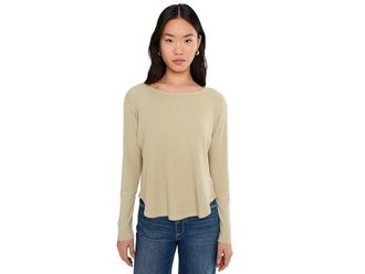 Mod-o-doc Long Sleeve Dropped Armhole Oversized Top Womens Clothing Eucalyptus : LG (US 12-14), Cotton/Modal/Spandex