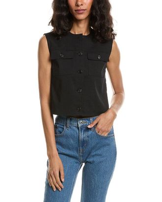 Theory Linen-Blend Trucker Vest