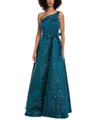 Rene Ruiz One-Shoulder Jacquard Gown