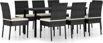 vidaXL 9 Pcs Jard&iacute;n De Jard&iacute;n Juego De Vime Pe Negro