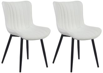 Clp Clp - Set De 2 Sillas De Comedor Largo En Terciopelo O Polipiel Blanco Simil Cuero