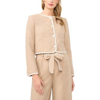 CeCe by Cynthia Steffe Contrast Trim Jacket in Toffee at Nordstrom, Size 14