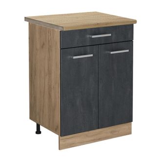 Vicco Mueble Bajo De Cocina R-line, Hormig&oacute;n Negro, 60 Cm Et Roble