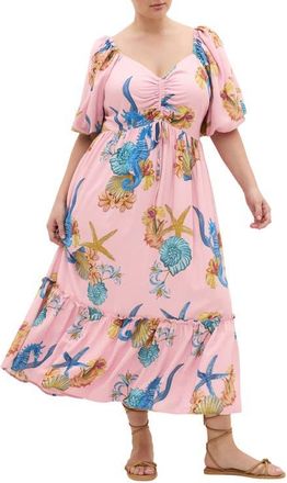 City Chic Giselle Seahorse Print Maxi Dress at Nordstrom, Size 22W