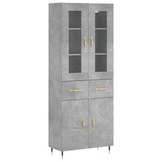 vidaXL Vidaxl - Aparador Alto Madera Contrachapada Gris Hormig&oacute;n 69,5x34x180 Cm