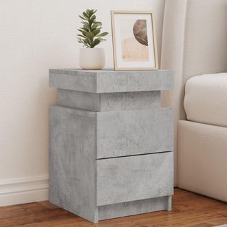 vidaXL Mesitas De Noche Con Luces Led 2 Uds Gris Hormig&oacute;n 35x39x55 Cm Vidaxl