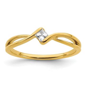 Diamond2Deal 14k Yellow Gold Lab Grown Diamond Engagement Ring 1/10Ct Clarity- VS Color- G-H