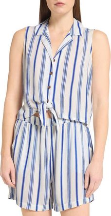 Caribbean Joe Crinkle Tie Front Top in Blue at Nordstrom Rack, Size X-Large