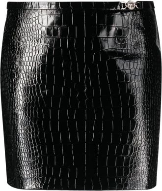 Versace crocodile-effect leather miniskirt - women - Calf Leather/Cupro - 40 - Black