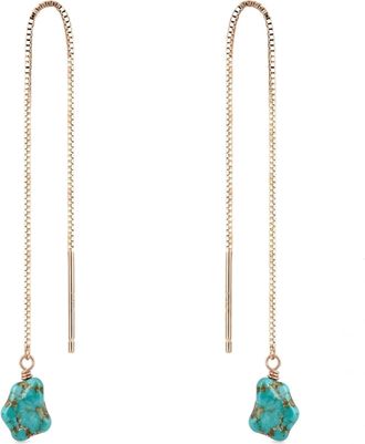 Liv Oliver 18K Gold Turquoise Drop Threader Earrings