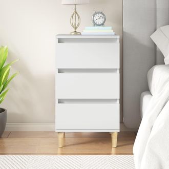 vidaXL Vidaxl - Mesita De Noche Madera Contrachapada Blanca 40x35x70 Cm