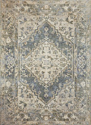Jonathan Y Designs Pavel Distressed Medallion Low-Pile Machine-Washable Blue/Cream Area Rug