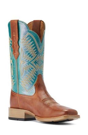 Ariat Odessa Stretch Western Boot in Brown/Blue at Nordstrom Rack, Size 10