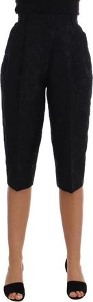 Dolce & Gabbana Elegante Brokaat Bloemenpatroon Shorts - Dames - Korte Broeken - Zwart - 2XS - Katoen - Korte Broeken