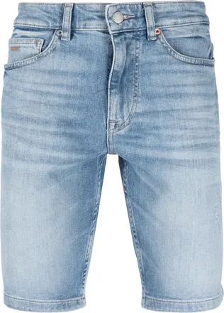 BOSS straight-leg denim shorts - men - Polyester/Elastane/Cotton - 40 - Blue