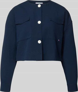 Tommy Hilfiger Boxy Fit Kurzblazer aus Viskose-Mix in Marine, Gr&ouml;&szlig;e 34