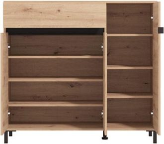 Dmora Scarpiera Orotelli, Mobile Portascarpe un Cassetto, 6 Ripiani, 3 Ante, 118.5x40x109.5h cm Marrone Rovere Nodi