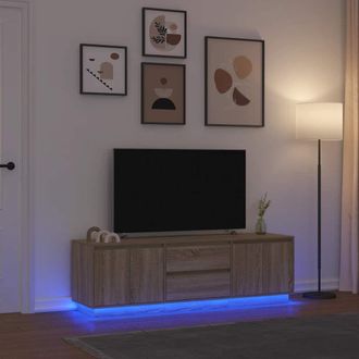 Berkfield Home TV Cabinet with LED Lights Sonoma Oak 160.5x41x50 cm in Brown
