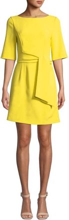 Alice & Olivia Pre-Loved Virgil Boat Neck Belted Dress In Canary Yellow