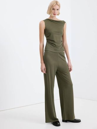 Mango Top asimmetrico collo drappeggiato kaki - Donna - XS - MANGO