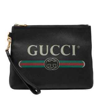 Gucci Pre-owned Clutches, female, Black, Size: ONE SIZE Pre-owned Printed Leather Clutch