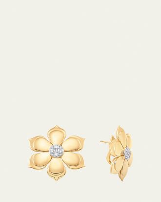 Sara Weinstock 18K Two-Tone Gold Lierre Diamond Flower Stud Earrings