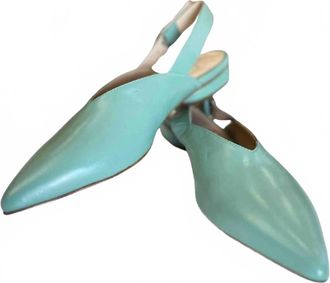 Cristina Millotti Womens Ametista Leather Slingback Sandal In Aquamarine