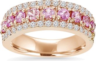 Pompeii3 1 1/2ct Pink Sapphire & Diamond Wedding Ring 14K Rose Gold