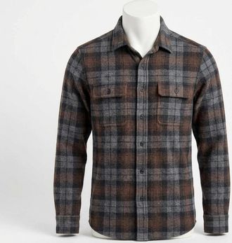 Faherty Mens Legend Sweater Shirt In Grey Woods Plaid