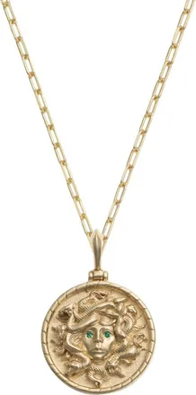 Awe Inspired 14k Gold Emerald Medusa Pendant Necklace in 14K Yellow Gold at Nordstrom