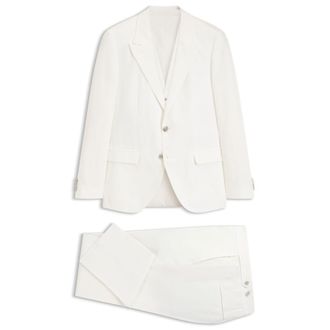 HUGO BOSS Three-piece slim-fit suit in cotton and linen