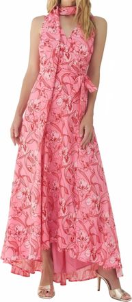 Hutch Oster Maxi Dress In Pink/red Organic Vining Orchids