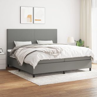 vidaXL Cama Box Spring Con Colch&oacute;n Tela Gris Oscuro 200x200 Cm Vidaxl