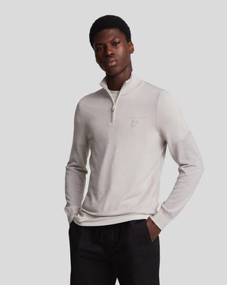 Lyle & Scott Merino Wol 1/4 Zip Trui - Cove