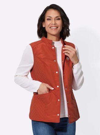 Casual Looks Steppweste CASUAL LOOKS, Damen, Gr. 38, rot (rostrot), 100% Polyester, unifarben, Westen Steppweste