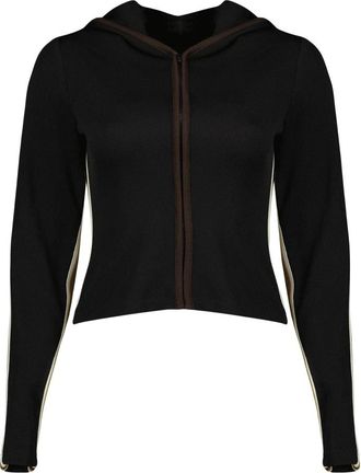 CHRISTOPHER ESBER Geribbelde Hoodie met Rits - Dames - Vesten met rits - Zwart - XS - Hoodies & sweatvesten