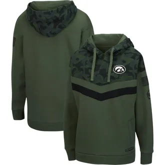 Colosseum Womens Colosseum Olive/Camo Iowa Hawkeyes OHT Military Appreciation Extraction Chevron Pullover Hoodie at Nordstrom, Size Small