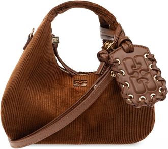 Ganni Mini Hobo Tas - Dames - Tassen - Bruin - Maat: ONE Size Corduroy