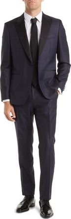 BOSS Huge Virgin Wool Blend Suit in Navy at Nordstrom, Size 42 Regular