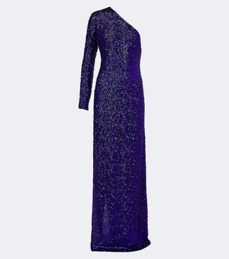 Gucci Vestido de fiesta asim&eacute;trico de seda con lentejuelas