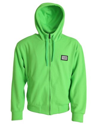 Dolce & Gabbana Neon Green Hooded Full Zip Top Mens Sweater