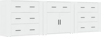 vidaXL Vidaxl - Aparadores 3 Piezas Madera Contrachapada Blanco