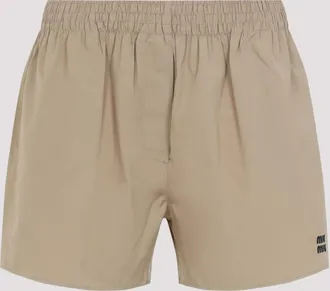 Miu Miu Khaki Logo Shorts